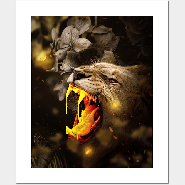 Gold Lion Wall Art by milos_creative_art